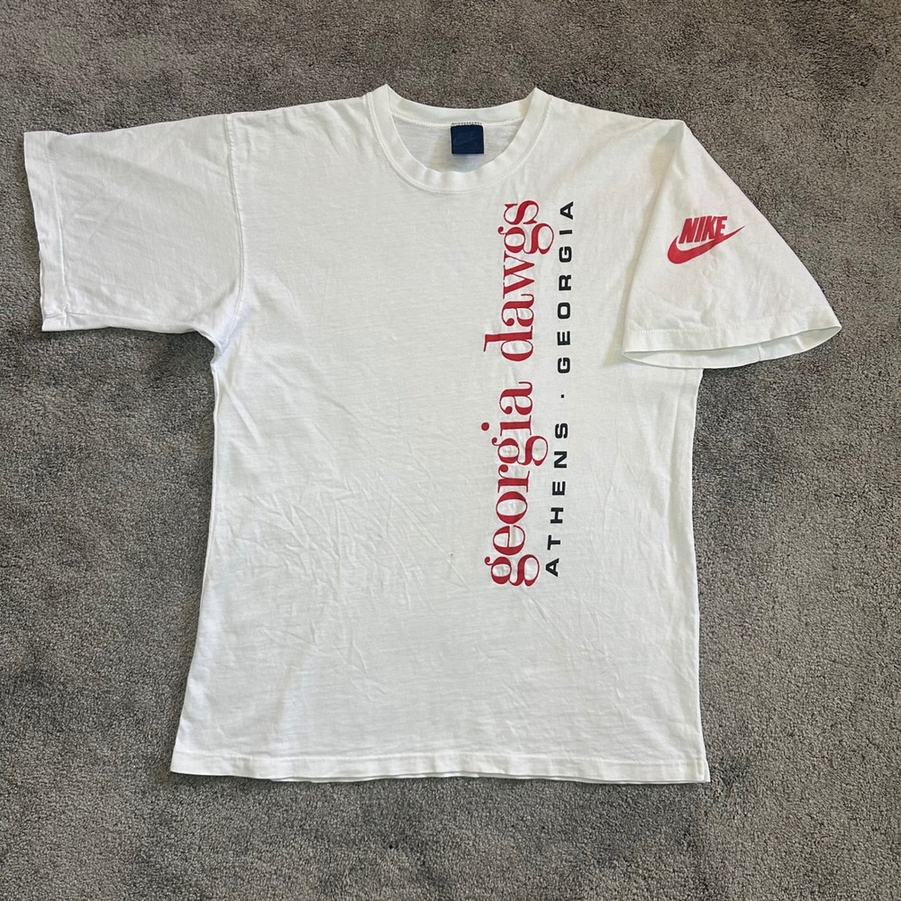 Vintage Nike Georgia Dawgs T-Shirt Mens Small White Athens 80s
